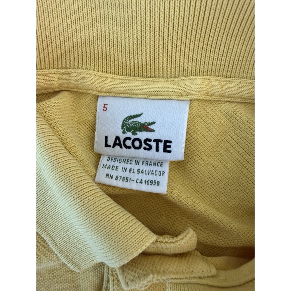 Lacoste Men's Polo Shirt Short Sleeve 100% Cotton Yellow Size 5 (L) - Picture 2 of 7